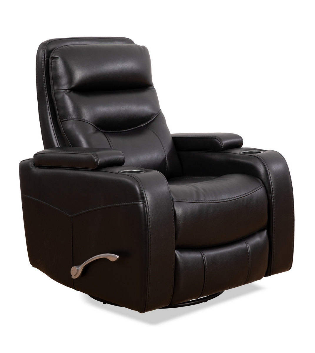 Black PU Swivel Manual Recliner Chair with Solid Hardwood Frame