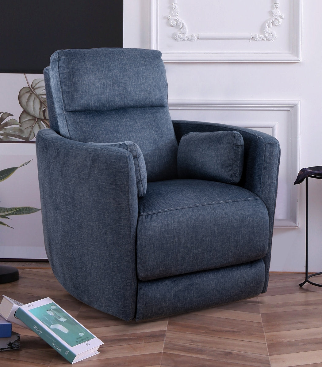 Blue Fabric Manual Recliner Chair with Solid Hardwood Frame