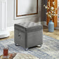 Grey Velvet Square Storage Ottoman with Deep Tufted Seat