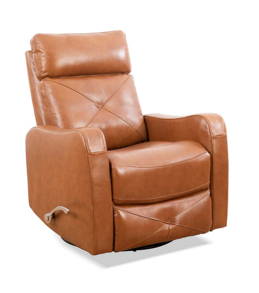 Brown Leather Manual Recliner Chair with Solid Hardwood Frame